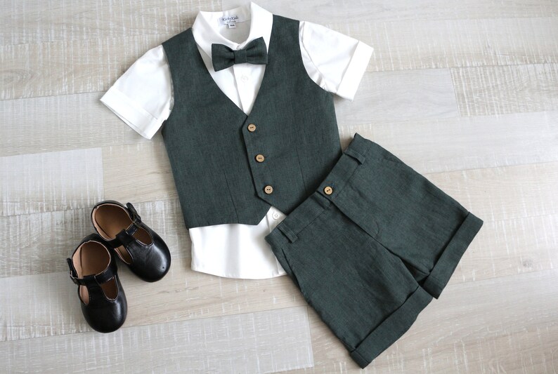 Boys Wedding Suit A Green Blazer Ring Bearer Outfit A Suit Etsy