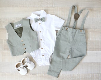 Baby boy green suit set a, dress shirt for boy, baptism gown clothes