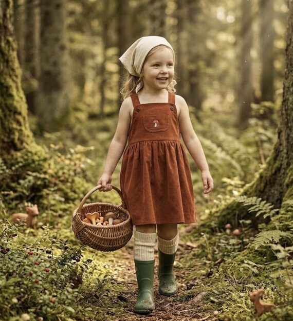 Girls Cord Pinafore Dresses, Mushroom Embroidery, Suspender Skirts - Etsy UK