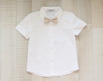 Chemise à manches courtes chic en lin pour bébé, chemise debout pour tout-petits Page boy, chemise pour enfants