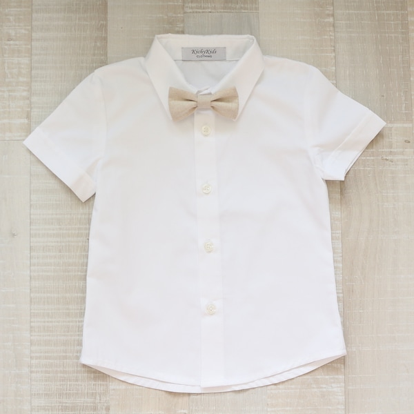 Chemise à manches courtes chic en lin pour bébé, chemise debout pour tout-petits Page boy, chemise pour enfants