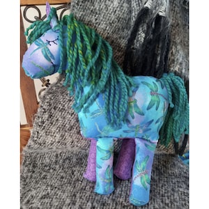 Horse Stuffed Animal with Dragonfly print - Soft Toy Horse for Horse Lovers - Equestrian Gift - Stuffed Pony - Gift for Horse Lover