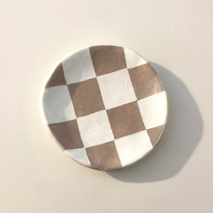 Checkered Jewellery Dish, Handmade Ring Dish, Clay Trinket Dish, Gifts For Her, Jewellery Lovers Gift image 5