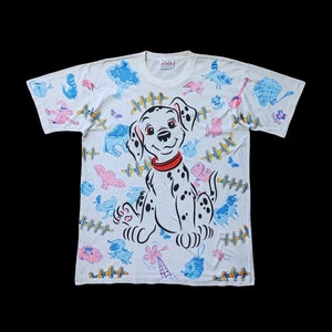 90s 101 Dalmatians Vintage All Over Print T Shirt size Large OVP Tokyo Disneyland Walt Disney 1990s Cartoon Animated Movie Film T shirt