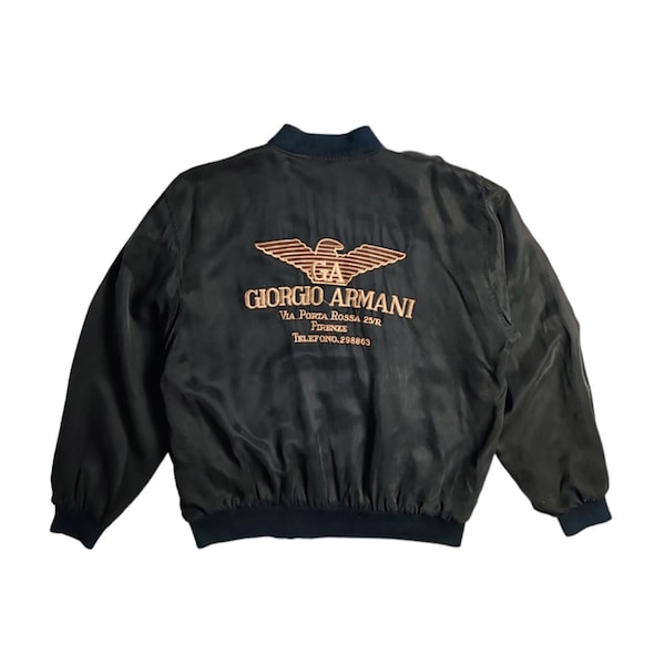 Giorgio Armani GA Vintage 90s Lightweight Bomber jacket size Large 1990s Thrashed Distressed Faded Streetwear Flight Jacket