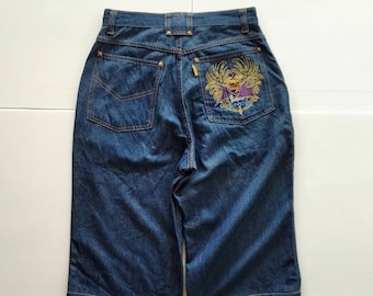 Jeansy Vintage Lancel Paris Jeans Krótkie spodnie jeansowe męskie rozmiar 27 / Jeansy z haftem od projektanta mody wysokiej z Francji w stylu lat 90.