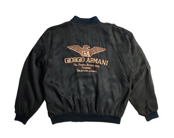 Giorgio Armani GA Vintage 90s Lightweight Bomber jacket size Large 1990s Thrashed Distressed Faded Streetwear Flight Jacket