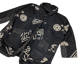 Vintage Women&#39;s Japanese Classic Script Button Jacket size 44 90s Japan Traditional Abstract motive uniform outerwear jacket