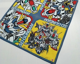 Vintage 1992 SD GUNDAM Bandai Japanese Cotton handkerchief 16 x 16 Inches Superheroes Manga Anime series Promo Advertising pocketsquare