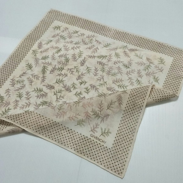 Vintage GIVENCHY Brown cotton  90s handkerchief 17 x 17 Inches bandana pocketsquare