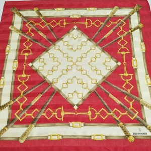 Vintage TRUSSARDI 90s Silk cotton handkerchief 22 x 22 Inches bandana Luxury Style Motive pocketsquare mini scarf
