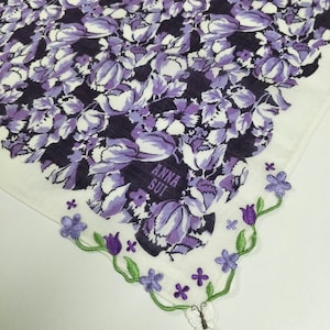 Vintage ANNA SUI Florales Motiv Luxus Baumwolle Taschentuch 50x50cm Bandana abstrakt bunt Taschentuch