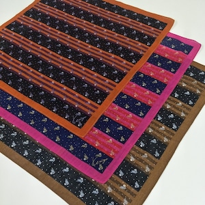 Lot 3 Vintage KENZO Abstract Colourful motive Japanese 16 Inches Cotton 90s bundle set handkerchief  bandana pocketsquare