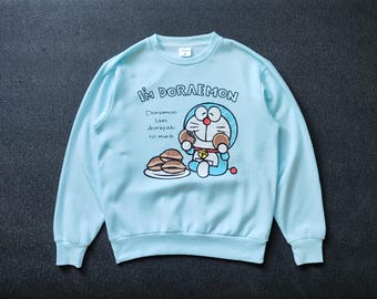 Doraemon Sweatshirt Größe M bis Large Japanisch Ich bin Doraemon Fujiko Produktion Cartoon Anime Pullover Rundhalspullover