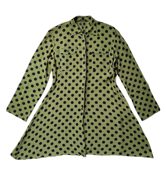 Yohji Yamamoto, Yohji Yamamoto I wish Y's bis Women's Japanese Shirt Dress Tunic 90s Japan Designer Polk Dot motive Cotton Dress Shirt