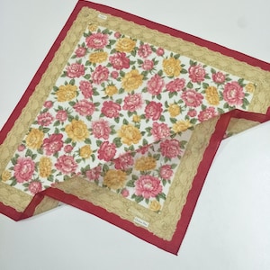 Vintage Christian Dior Floral motive luxury cotton 80s 90s handkerchief 18.5 x 18.5 Inches Designer bandana pocketsquare mini scarf