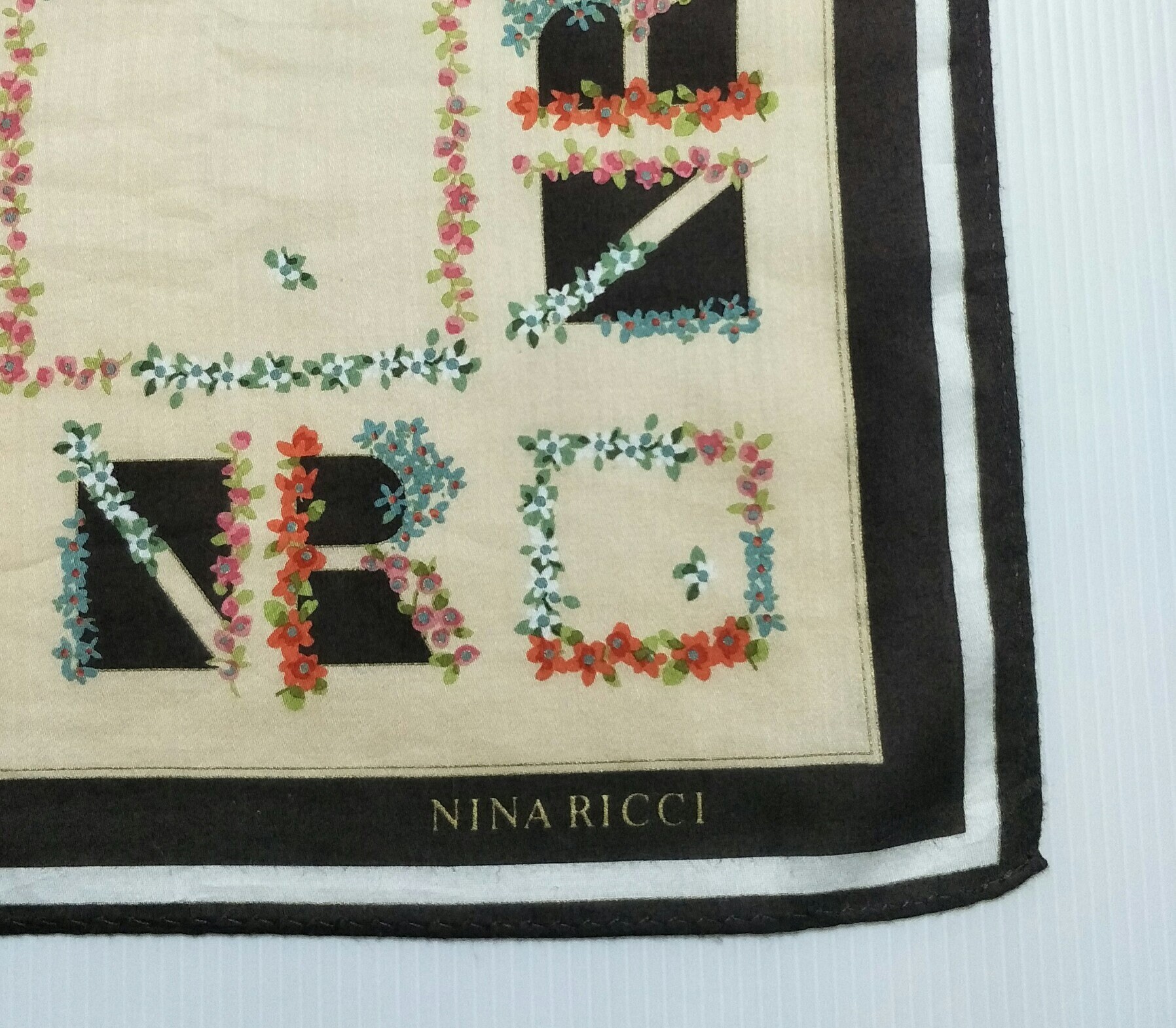 Vintage NINA RICCI Large Collection Hanky Floral Motive