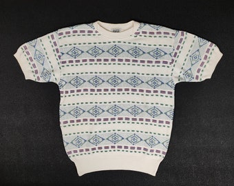 Massimo Dini Italië vintage gebreide trui trui maat medium Japanse luxe high fashion katoen gebreide korte mouw jaren 90 jaren 90 trui
