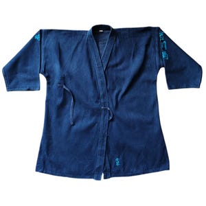 Vintage Kimono Japanese size M-L 90s Traditional Sashiko Boro Kendo Gi Aikido Budo Kimono Faded Jacket Robe Noragi Haori outerwear jacket