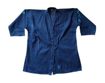 Vintage Kimono Japanese size M-L 90s Traditional Sashiko Boro Kendo Gi Aikido Budo Kimono Faded Jacket Robe Noragi Haori outerwear jacket