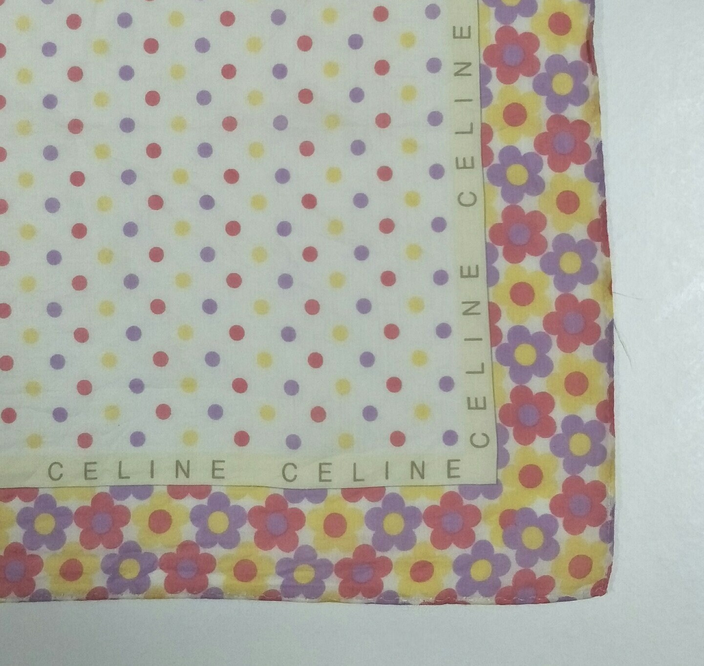 Vintage CELINE 90s Cotton Large Handkerchief 22 X 21.5