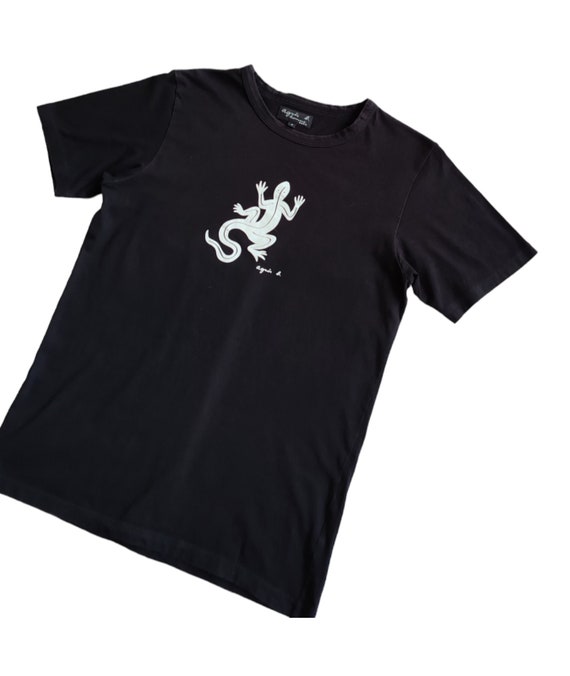 Agnes B Homme Coulos Lizard Logo Vintage 90s Womens T Shirt Size 1