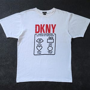 Vintage 90s DKNY Jeans T shirt Medium 1990s Donna Karan New York Designer White Streetwear shirt
