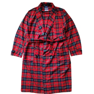 Vintage Pendleton Made in USA Boyd Tartan Plaid Robe Coat Size Large Virgin Wool Checkered Belted Robe