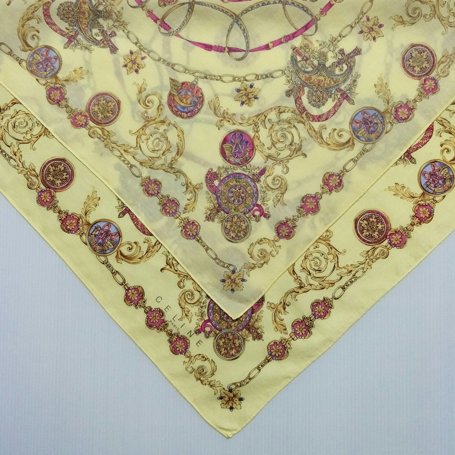 Vintage CELINE 90s Cotton Handkerchief 20 X 20 Inches