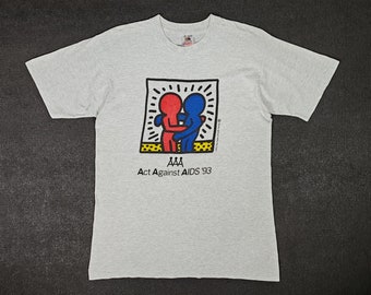 1993 Keith Haring Act Against Aids Vintage T shirt size Medium 90s American Pop Art New York Artist Estate of Keith Haring vtg 1990s Tee