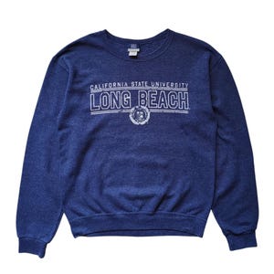 California State University Long Beach Vintage Heathered Blue Sweatshirt size Small 1990s Classic University College pullover Sweater