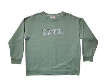 Sweat-shirt vintage Snoopy des années 90, taille moyenne des années 90, le plus grand chien du film de dessin animé mignon des États-Unis, pull vert