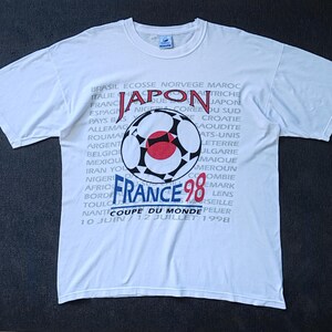 1998 France World Cup 98 Japan National Soccer Team Vintage T Shirt size Large 90s Nippon Soccer Euro Memorabilia shirt