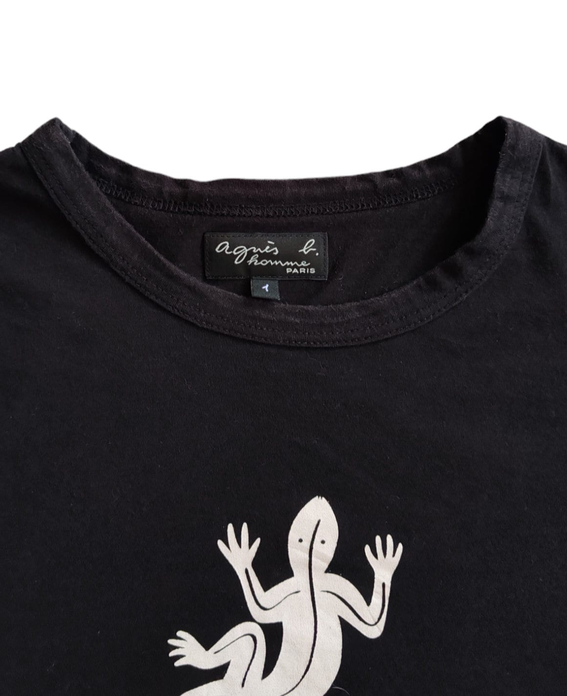 Agnes B Homme Coulos Lizard Logo Vintage 90s Womens T Shirt Size 1
