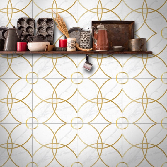 Wall Tile Stickers For Kitchen Bathroom Faux Brasarble Pack Of 12 Artdeco36