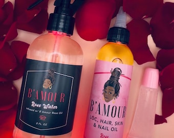 B'amour Rose Water & Oil Kit: Mint, Rose, Amber