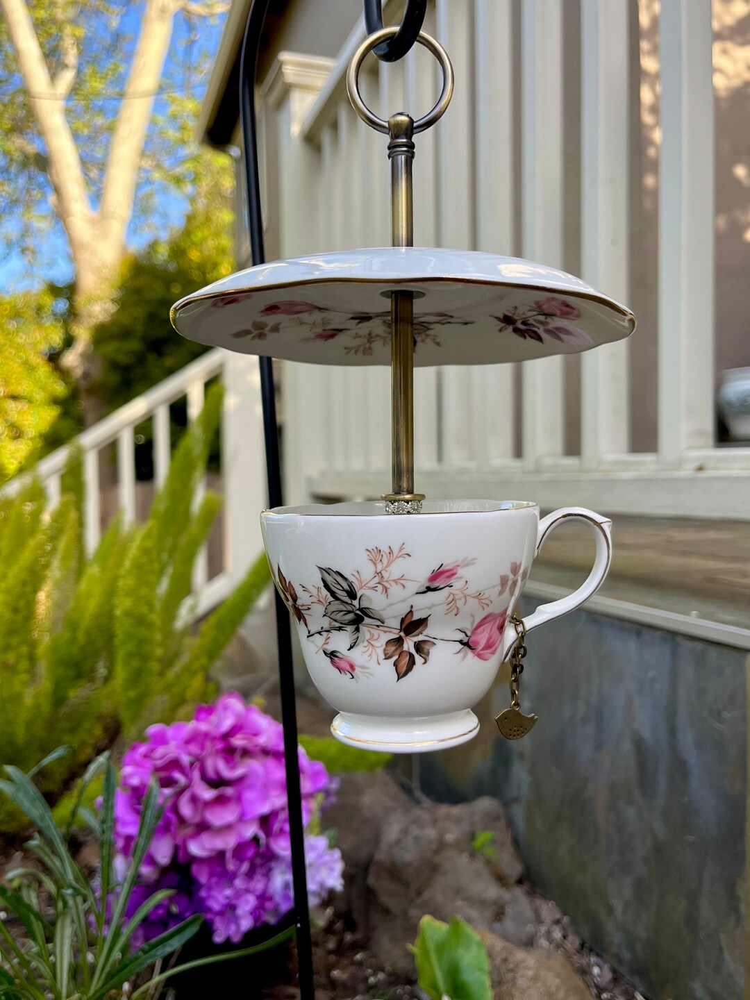 Bumbershoot Tea Cup Bird Feeder 1960s Vintage English Tea Etsy