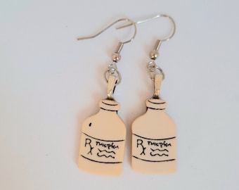 Pharmacy Earrings: Medical Bottle Design