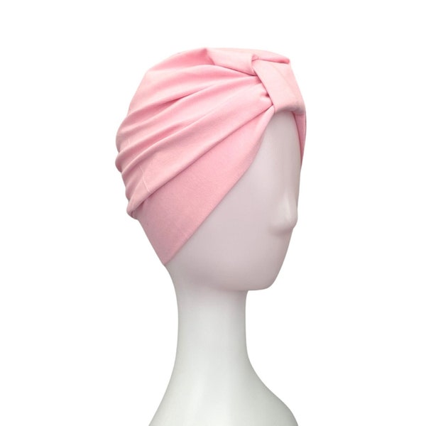 Pink Turban Hat Women, Handmade Lightweight Chemo Turban Cap, Breast Cancer Gifts for a Friend