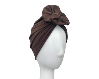 Turban for Women - BROWN Fashion Hair Turban, Cotton Jersey Turban, Full Turban HAT, Turban Turban Ladies, Turban Head Wrap, Head Turban