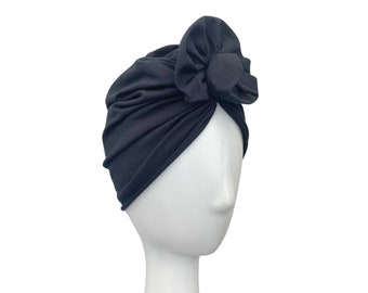 Turban for Women - Navy Hair Turban for Women, Autumn Turban Head Wrap Adults, Handmade Cotton Alopecia Turban