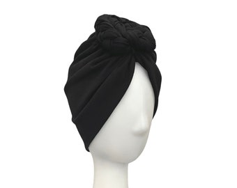 Black Turban for Women, Cotton Cancer Turban, Full Head Turban, Handmade Hair Loss Turban, Turban Hair Wrap