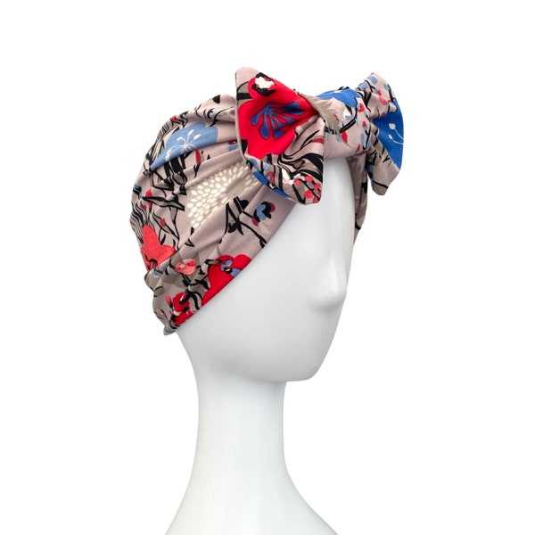 Floral Women's Turban, Handmade Hair Turban for Ladies, Vintage Style Head Wrap, Summer Head Scarf, Stylish Chemo Headwear, Alopecia Hat