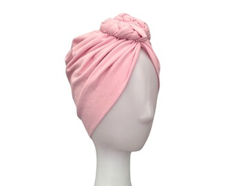 Turban for Women - Pink Vintage Turban Hat Hair Wrap, Alopecia Hair Turban, Lined Head Wrap, Prettied Adult Turban, Chemo Headwear