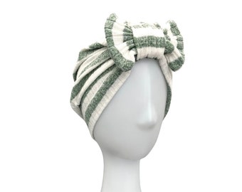 Turban for Women - Striped Soft Alopecia Turban Hat, Pre-Tied Fashion Head Wrap, Soft Knit Jersey Women's Hair Turban, Full Head Covering