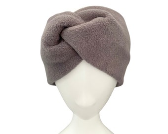 Warm Twist Fleece Headband Grey Soft Handmade Winter Turban Headband Ear Warmer