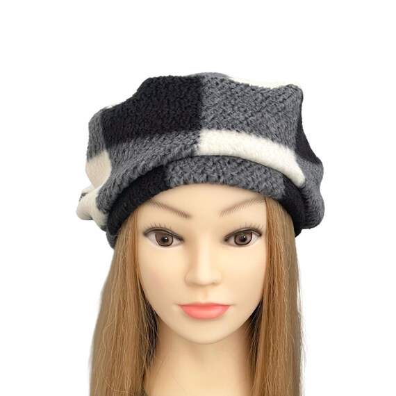 Vintage Black and Cream Striped Beret s-l400.jpg main image 2