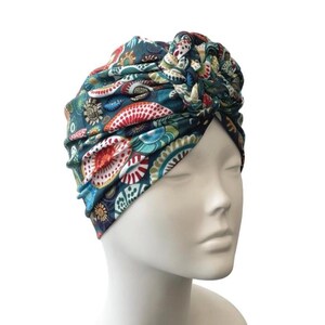 Hair Loss Turban Hat Printed Mandala Green Full Head Scarf Handmade Soft Jersey Turban Hair Wrap Pre Tied Cancer Turban Head Wrap Women