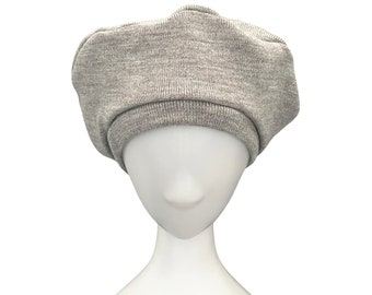 Grey Wool Fall Clothing Beret for Women Elastic Knit Vintage Ladies Beret Hat Gift for Her