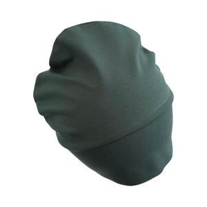 Simple beanie hat, Cotton cancer cap, Plain handmade design beanie cap, Chemo gift for women and men Dark Green